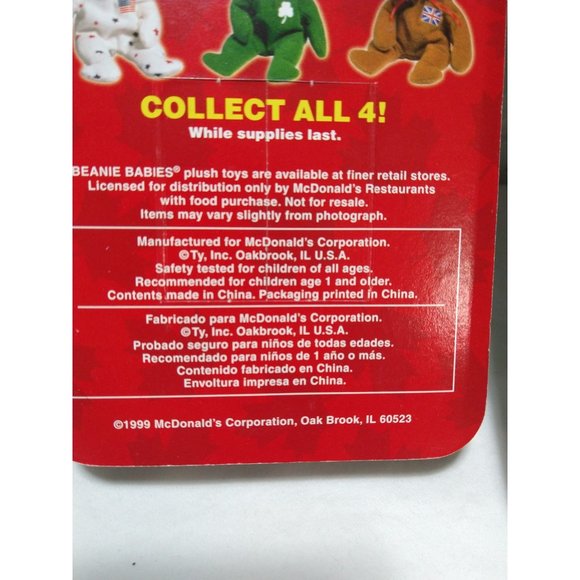 TY Beanie Babies McDonalds International Bears LOT of 4-ALL w/ Errors NEW *RARE* - Picture 13 of 15